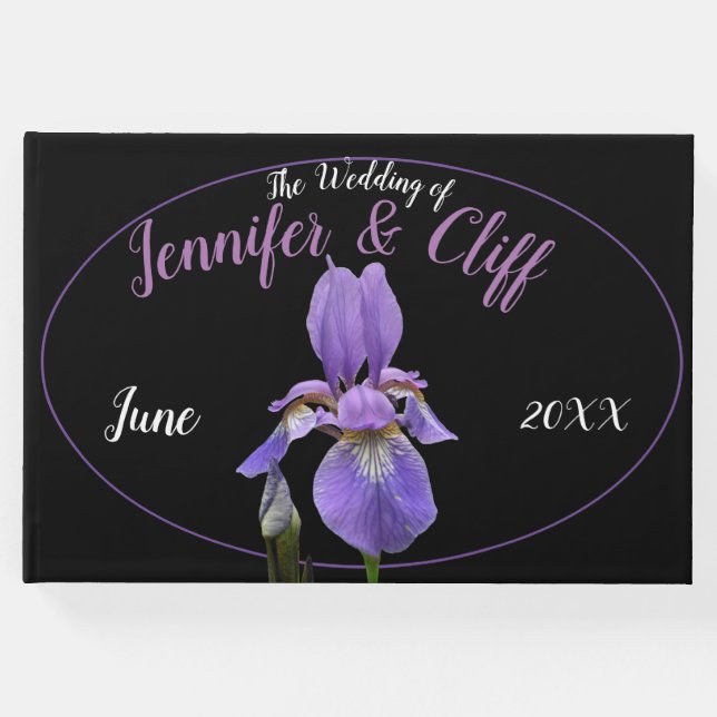 Lila Iris Elegant Gästebuch (Vorderseite)