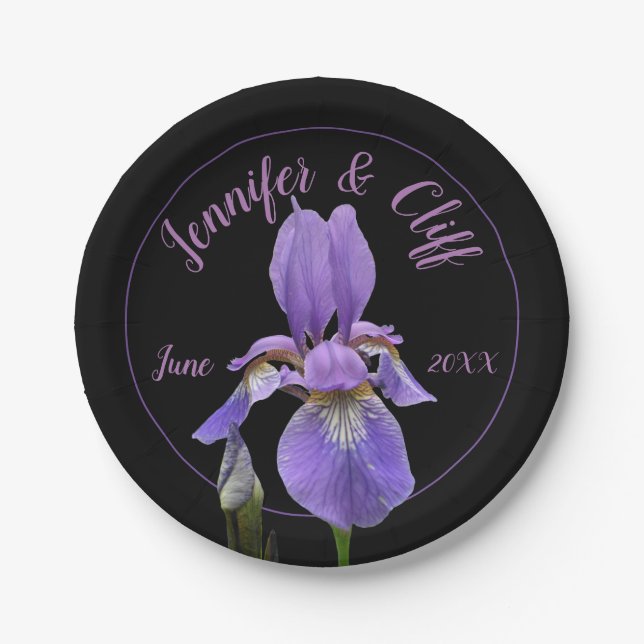 Lila Iris Elegant Pappteller (Vorderseite)