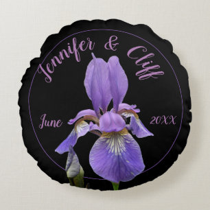 Lila Iris Elegant Rundes Kissen
