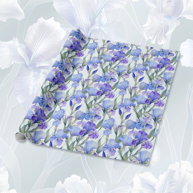 Lila Iris Floral 25. Hochzeitstag Geschenkpapier (Purple Iris 25th Wedding Anniversary wrapping paper)