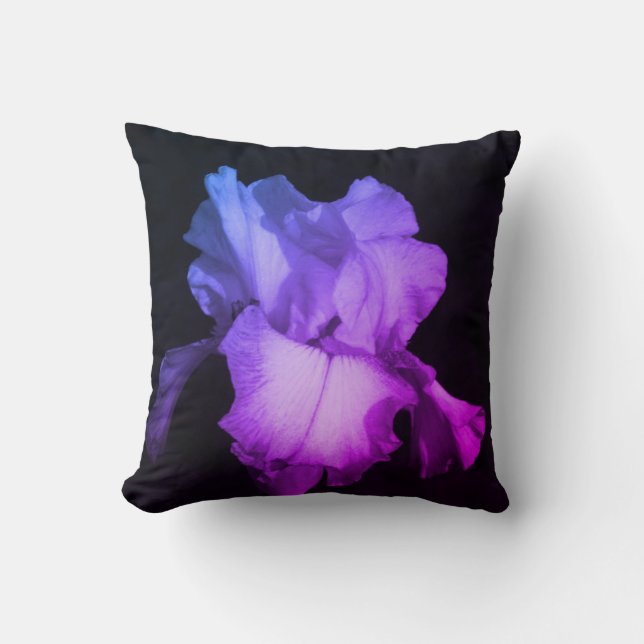 Lila Iris Floral Fotografie Kissen (Vorderseite)
