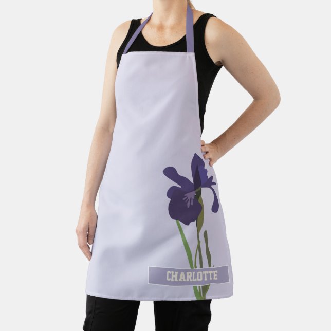 Lila Iris Floral Individuelle Name Schürze (InSitu)