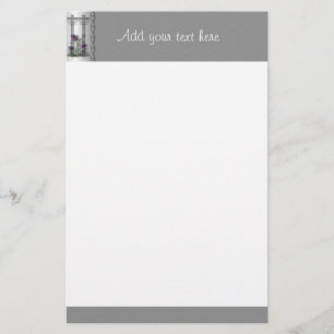 Lila Iris Garden Gate Stationierung mit Silver Briefpapier