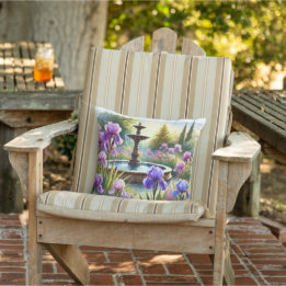 Lila Iris Garden Wasserfarben-Kissen Kissen