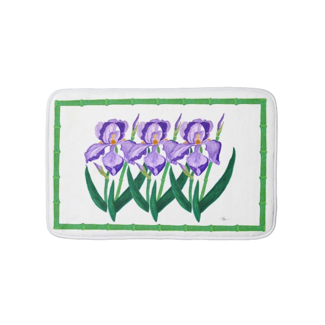 Lila Iris-Garten-Badematte Badematte (Vorderseite)