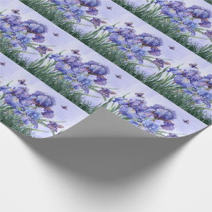 Lila Iris-Garten mit Schmetterlingen Botanischer G Geschenkpapier