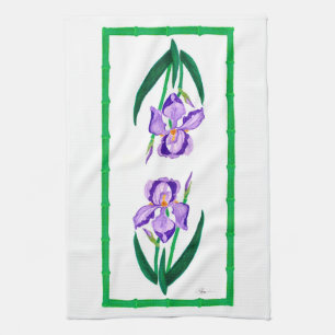 Lila Iris (grüne Ordnung) 16" x 24" Handtuch
