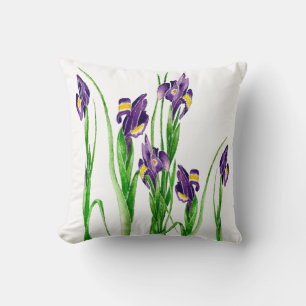Lila Iris im Retro-Stil Art Keuchkissen Kissen