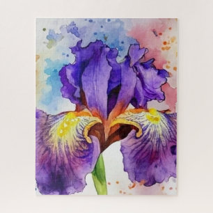 Lila Iris in Wasserfarbe
