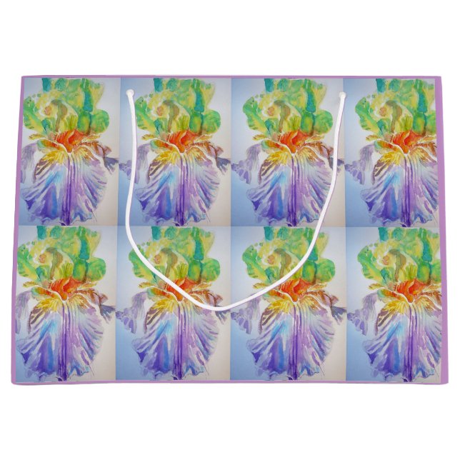 Lila Iris Irises Blumenbeutel Große Geschenktüte (Vorderseite)