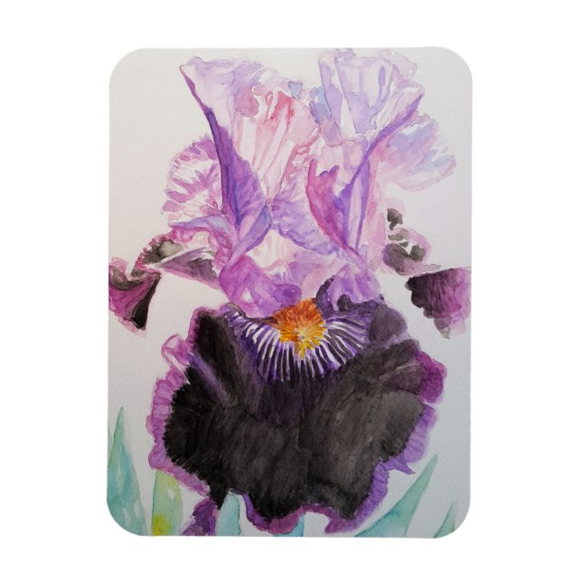 Lila Iris Kunst Blume Wasserfarbenes Magnet (Vertikal)