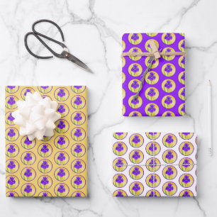 Lila Iris-Malerei - Original Blume Kunst Geschenkpapier Set