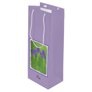 Lila Iris-Malerei - Original Blume Kunst Geschenktüte Für Weinflaschen