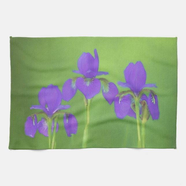 Lila Iris-Malerei - Original Blume Kunst Handtuch (Horizontal)