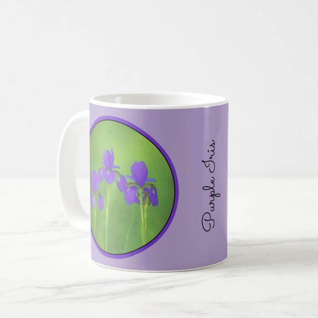 Lila Iris-Malerei - Original Blume Kunst Kaffeetasse (Vorderseite Links)