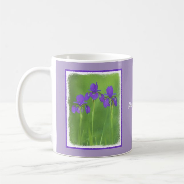 Lila Iris-Malerei - Original Blume Kunst Kaffeetasse (Links)