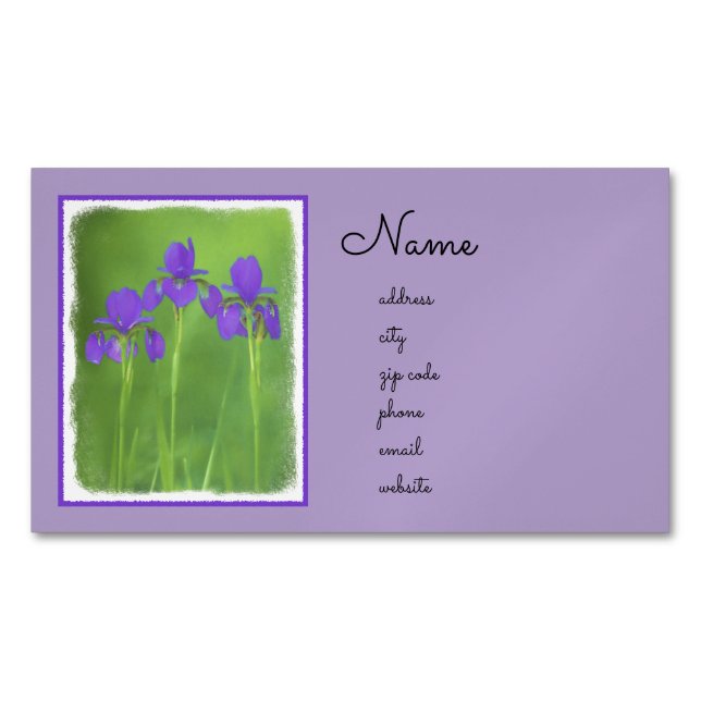 Lila Iris-Malerei - Original Blume Kunst Magnetische Visitenkarte (Vorderseite)