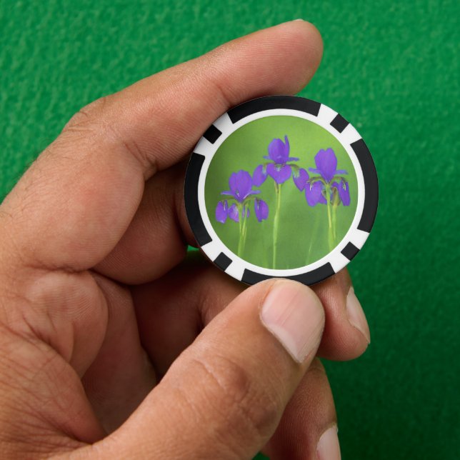 Lila Iris-Malerei - Original Blume Kunst Pokerchips (Hand)