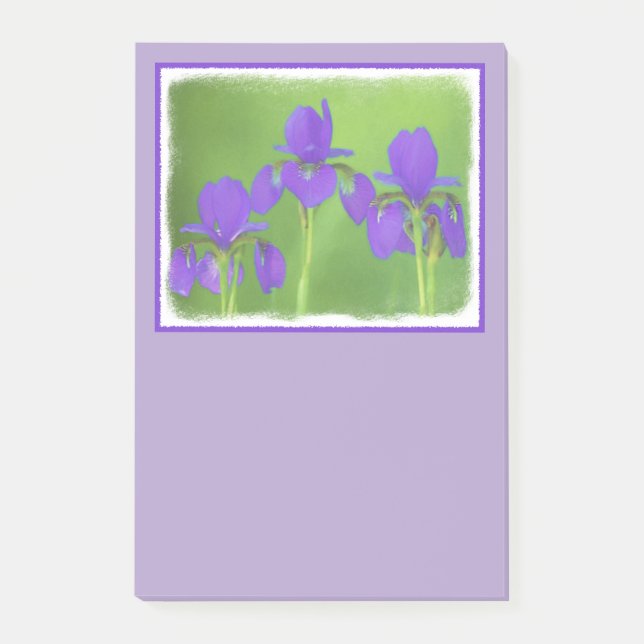 Lila Iris-Malerei - Original Blume Kunst Post-it Klebezettel (Vorderseite)