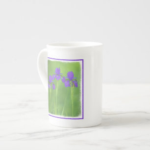 Lila Iris-Malerei - Original Blume Kunst Prozellantasse