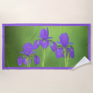 Lila Iris-Malerei - Original Blume Kunst Strandtuch