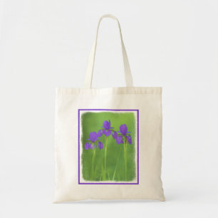 Lila Iris-Malerei - Original Blume Kunst Tragetasche