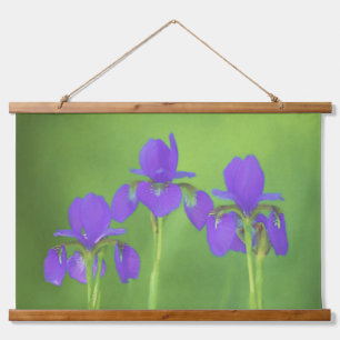 Lila Iris-Malerei - Original Blume Kunst Wandteppich Mit Holzrahmen