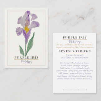 Lila Iris Marian Garden Gebetskarte | Treue Visitenkarte
