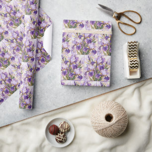 Lila Iris mit goldener Vergoldung Geschenkpapier
