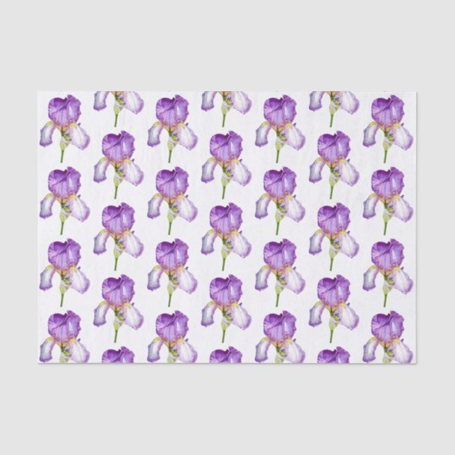 Lila Iris-Musterpapier Seidenpapier (Vorderseite)