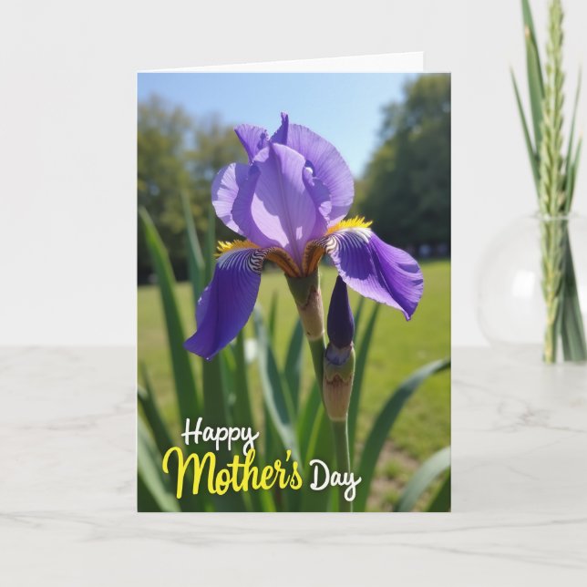 Lila Iris Muttertagskarte Karte (Vorderseite)