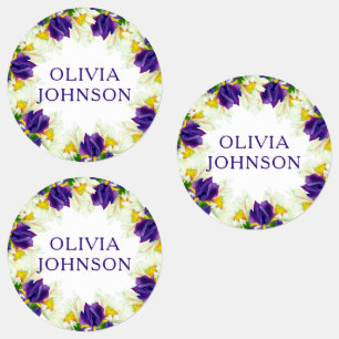Lila Iris Personalisierter Name Kleidung Etiketten