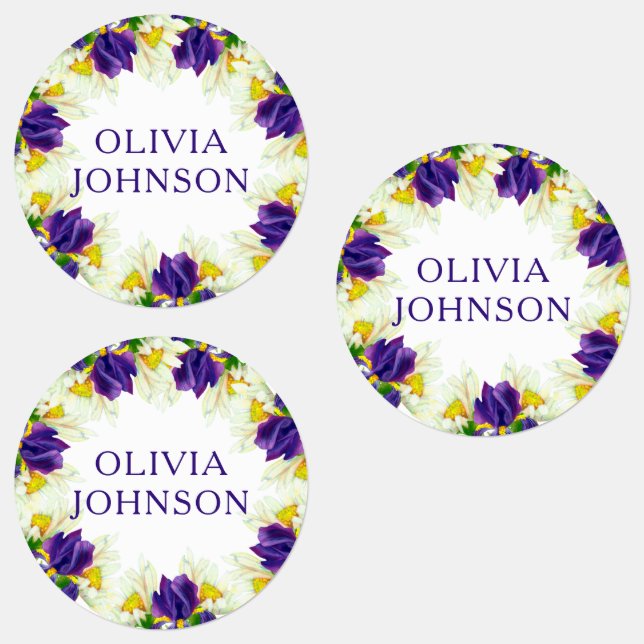 Lila Iris Personalisierter Name Kleidung Etiketten (Gruppe)