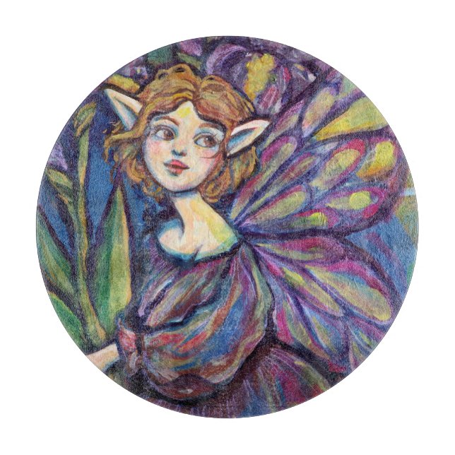 Lila Iris Pixie Girl Schneidebrett (Vorderseite)