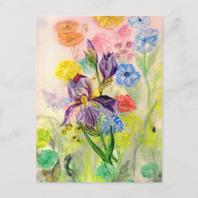 'Lila Iris' Postkarte (Vorderseite)