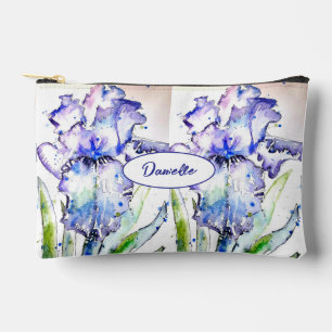 Lila Iris Schwertlilien Blumenmuster Wasserfarbe M Zubehörtasche