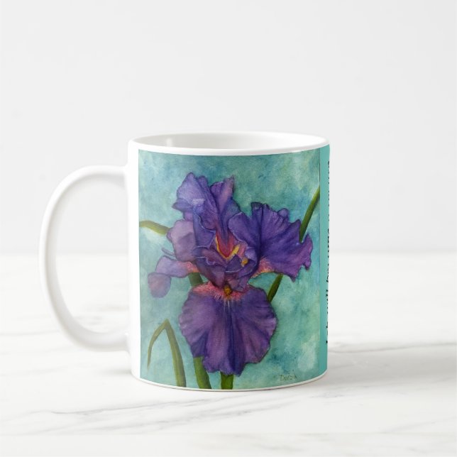 Lila Iris Scriptural Encourement JW Kaffeetasse (Links)