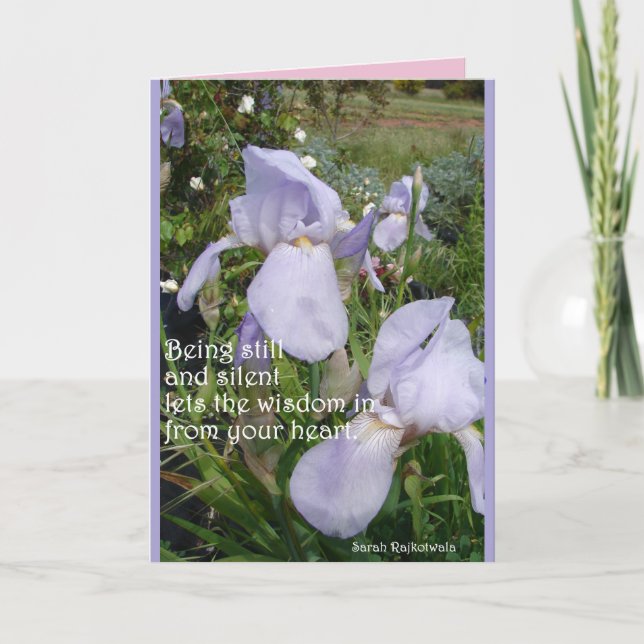 Lila Iris Silent Wisdom Blumenkarte Karte (Vorderseite)
