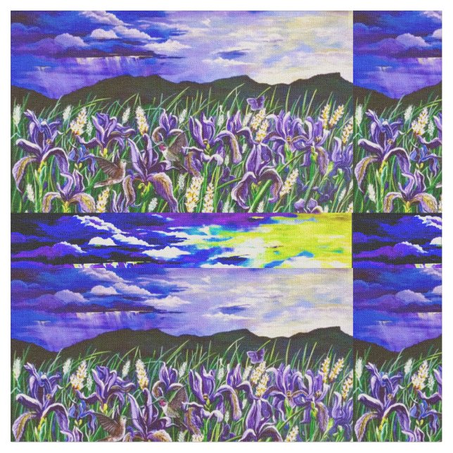 Lila Iris Storm Stoff (Nahaufnahme)