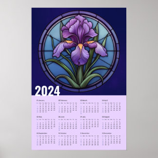 Lila Iris-Wall-Kalender Poster