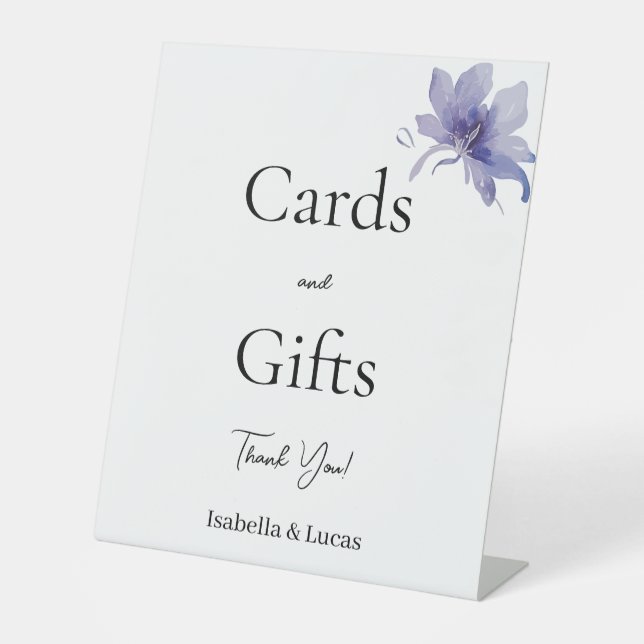 Lila Iris Wasserfarbkarten und Geschenke Sockelschild (Vorderseite)