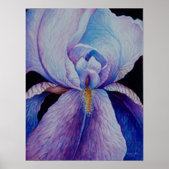 Lila Iris Watercolor Art Poster (Vorne)