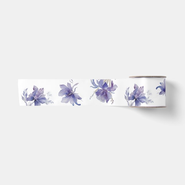 Lila Iris Watercolor-Geschenkverpackung Satinband (Vorderseite)