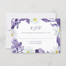 Lila Iris White Daisy Watercolor Botanisch