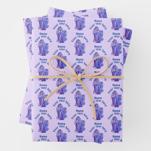 Lila Irische Blumenkunst Personalisiert Geschenkpapier Set (Beispiel)