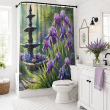 Lila Irises Blumengarten Duschvorhang