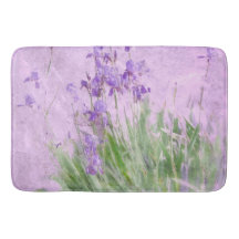 Lila Irises Watercolor Bath Mat