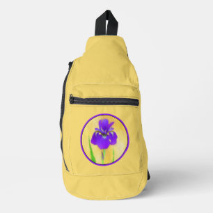Lila Irisgemälde Original Blume Kunst Crossbody Bag