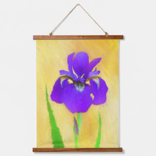 Lila Irislackierung - Original Blume Kunst Wandteppich Mit Holzrahmen