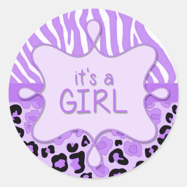 Lila ist es ein Girl-Sticker Runder Aufkleber (Vorderseite)